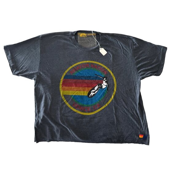 NWT Aviator Nation Signature Boyfriend Tee Charcoal - Size XL - Picture 1 of 8